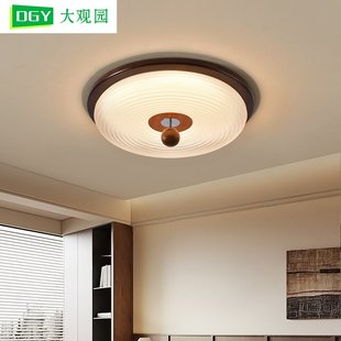 大观园卧室吸顶灯中古新款 水纹卧房温馨357L主玻璃灯具中山间护眼