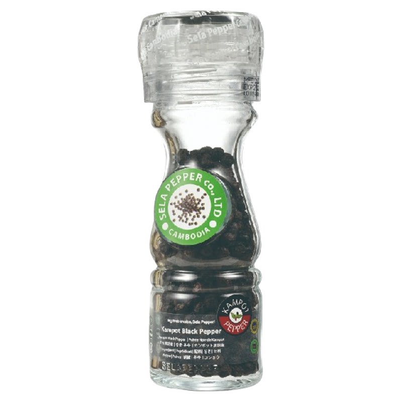 柬埔寨原装进口贡布有机黑胡椒粒40g自带研磨瓶烧烤现磨调味料