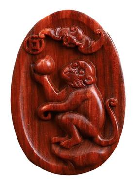 小叶紫檀木质雕刻属羊猴子吊坠