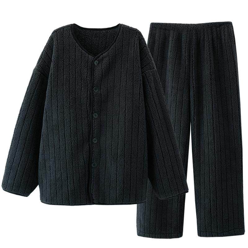 法兰绒睡衣男冬季加绒加厚珊瑚绒2026新款保暖大码男款家居服套装