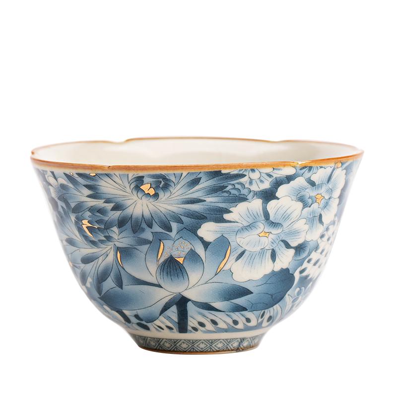 汝窑金万花茶杯功夫茶具