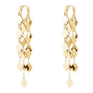 【蜜桃茶】吸睛法则 爆闪独特菱形流苏耳环女轻奢高级感金色耳饰