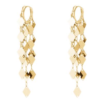 peachtea菱形长款流苏耳环