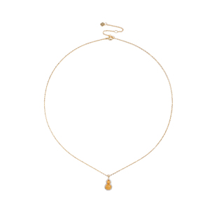 薇拉蒂S925纯银蜜蜡葫芦吊坠女款高级感琥珀锁骨链鸡油黄玉石项链