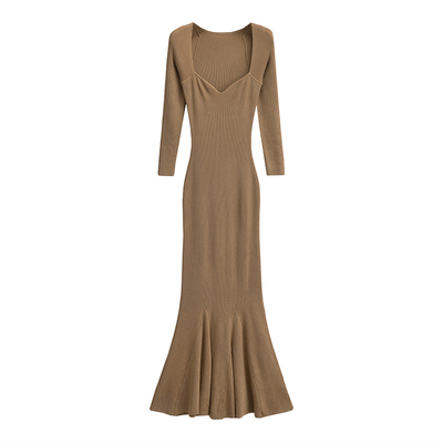 纯欲氛围感收腰包臀鱼尾连衣裙