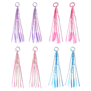 彩色麻花辫女孩街舞配饰潮流嘻哈头饰儿童发箍假发拳击辫子发绳女