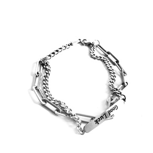 goodluck双层钛钢手链男不褪色简约冷淡风小众情侣高级日韩女饰品