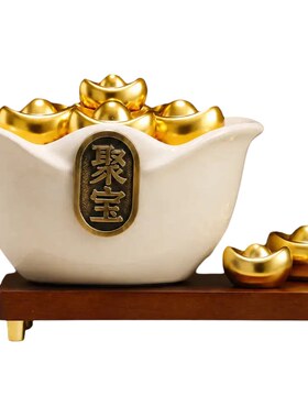 2026新款聚宝盆招财聚财摆件冰箱上的陶瓷聚宝盆摆件元宝客厅玄关