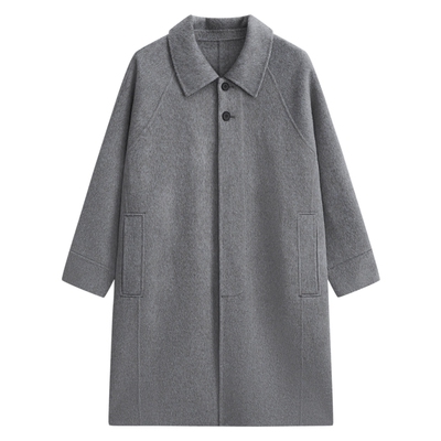 MODE COMMUTER | MC骆驼绒毛呢混纺细腻挺括简约休闲翻领长款大衣