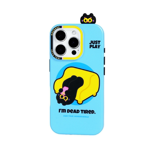 GGSHARE寄居蟹累瘫猫适用苹果17手机壳新款iPhone16pormax手机套 原创设计15保护套14超好看防摔带手腕绳支架
