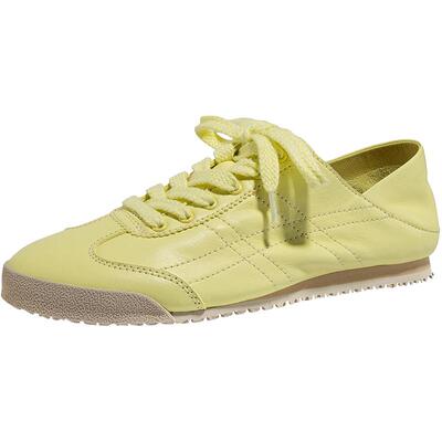 BellaLily牛皮小白鞋女新款德训鞋可踩后跟平底休闲鞋阿甘鞋