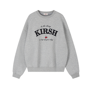 樱桃KIRSH韩系经典复古字母套头卫衣女秋冬贴布刺绣显瘦长袖上衣