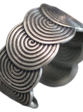 925纯银复古做旧圈圈相连戒指