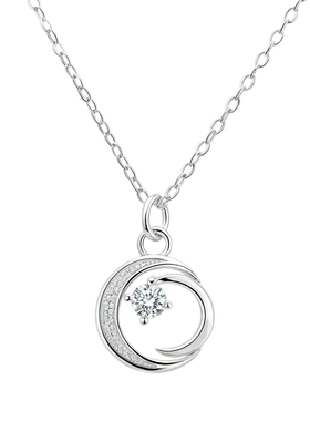 S999纯银星月项链女时尚小众