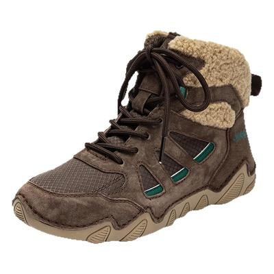 jeep冬季加绒棉鞋女2025新款美拉德保暖高帮鞋户外登山徒步小短靴