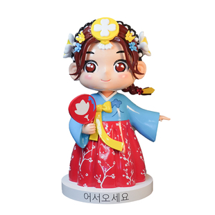 卡通人物手办模型韩服少女动漫摆件烤肉店IP奎梨商业美陈道具定制