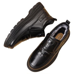 奥康 男鞋冬季加绒保暖男士头层牛皮高帮休闲棉皮鞋防滑爸爸鞋子H