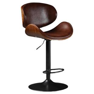 欧式实木升降吧台椅靠背轻奢酒吧高脚椅吧凳旋转家用简约高脚凳子