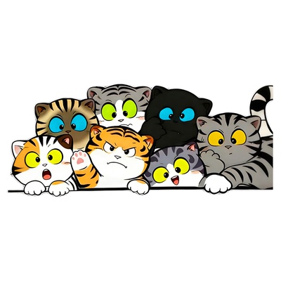 招财猫咪哈基米车贴搞笑车前汽车贴纸雪板摩托车头盔遮挡划痕车贴