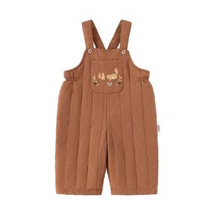 babylove宝宝夹棉背带裤冬季保暖休闲裤子连体裤婴幼儿加厚长裤