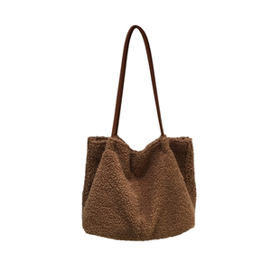 小脏柜 2025新款冬季毛毛包韩系通勤羊羔毛托特包休闲手提单肩包