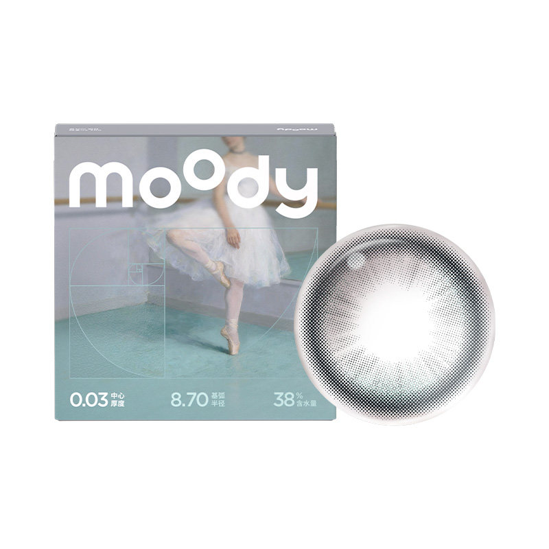moody美瞳日抛裸感片三分薄绿松石黑彩色隐形眼镜B12粉水003超薄