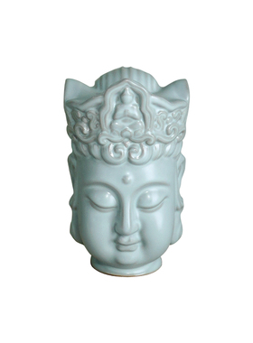 汝窑观心佛首玄关摆件