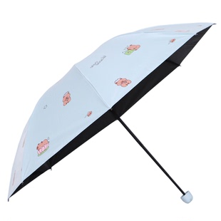 天堂伞307E雪月风花三折超轻超细铅笔伞黑胶防晒防紫外线女遮阳伞