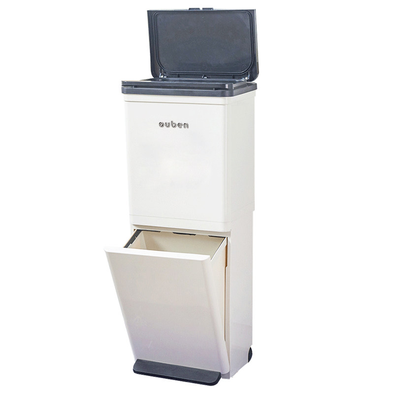 双层分类垃圾桶家用高款厨房专用干湿分离大容量可移动智能感应式