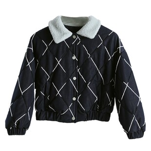 女童夹棉外套2026秋冬新款中大童洋气拼接宽松休闲轻薄款冬装上衣