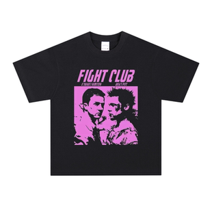 搏击俱乐部Fight Club电影复古印花纯棉透气长短袖美式连帽卫衣