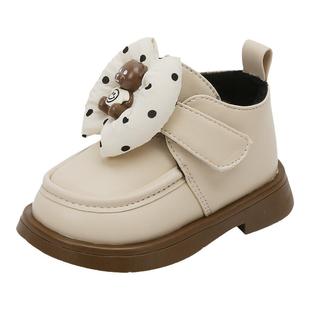 秋冬女童加绒棉鞋学步鞋女宝宝软底小皮鞋1到3岁小童婴儿鞋子冬季