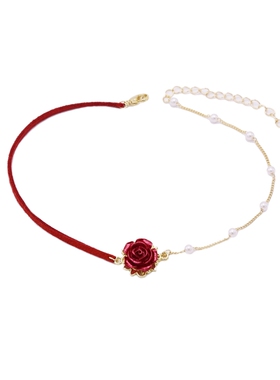 不对称玫瑰复古气质颈链