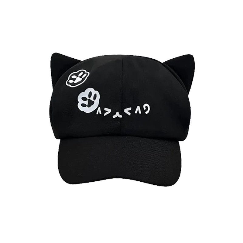 可爱卡通猫耳贝雷帽大头围棒球帽亚文化日系复古显脸小八角帽大码