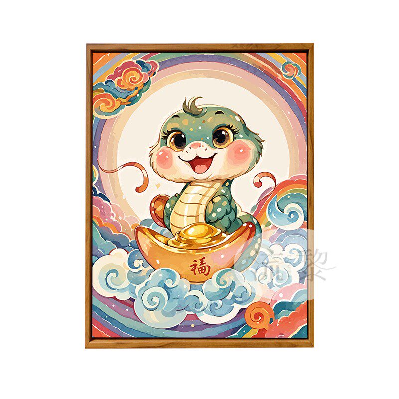 卡通十二生肖财神数字油画DIY