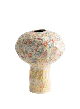 中古奶油风手工陶瓷花瓶