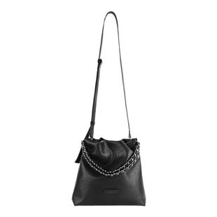 INJOYLIFE叙事黑色链条包2025新款水桶包单肩斜挎包垃圾袋中号