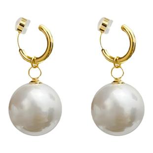 无痛硅胶耳圈耳夹女无耳洞大珍珠耳坠高级感轻奢耳环气质复古耳饰