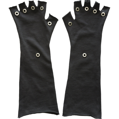 JohariWindow 废土黑色未来感打孔小众设计配饰长款半指手套