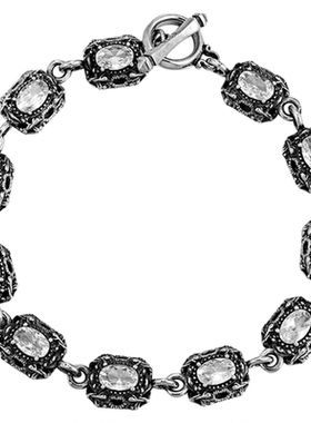 KREAM  纯银做旧OT扣锆石手链男嘻哈女同款欧美潮流