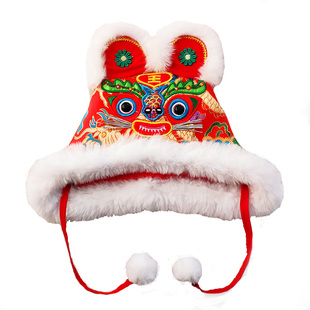 冬季宝宝虎头帽手工帽儿童帽子摄影拍照满月抓周老虎帽婴幼儿帽子