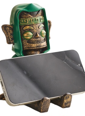 三星堆人像手机支架摆件笔托办公室工位桌面装饰品文创男生小礼物