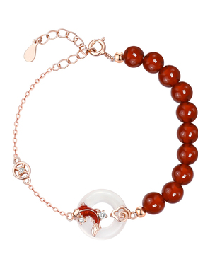 巷南999纯银锦鲤平安扣手链过年