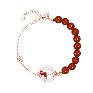 【巷南】999纯银锦鲤平安扣手链过年女手串2026马本命年闺蜜手镯