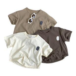 韩版痞帅风～男童短袖t恤纯棉夏季薄款透气儿童上衣男女宝宝半袖