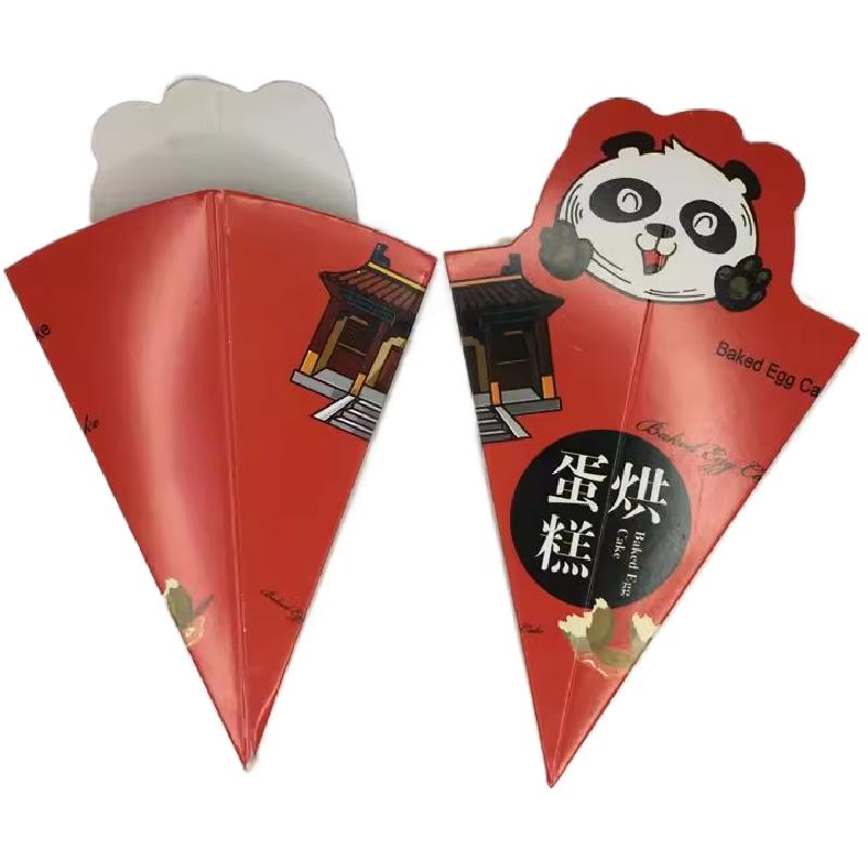 蛋烘糕包装纸袋三角纸托包装盒装蛋烘糕用的通用食品级包装纸现货