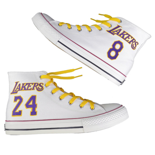 帆布鞋男高帮手绘科比24号8号湖人23号詹姆斯爆改鸳鸯鞋女diy定制