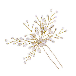 韩国水钻头花朵发叉u形夹子盘发簪子新娘头饰结婚纱配饰编发插针