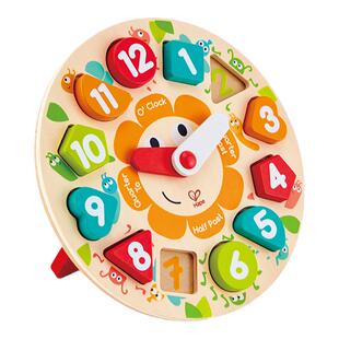 Hape积木时钟儿童数字玩具拼图 宝宝形状认知益智早教认识1-2-3岁
