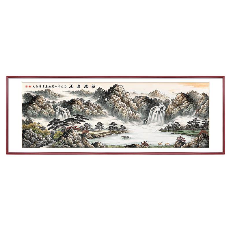 【寓意好的客厅山水画】实木装裱